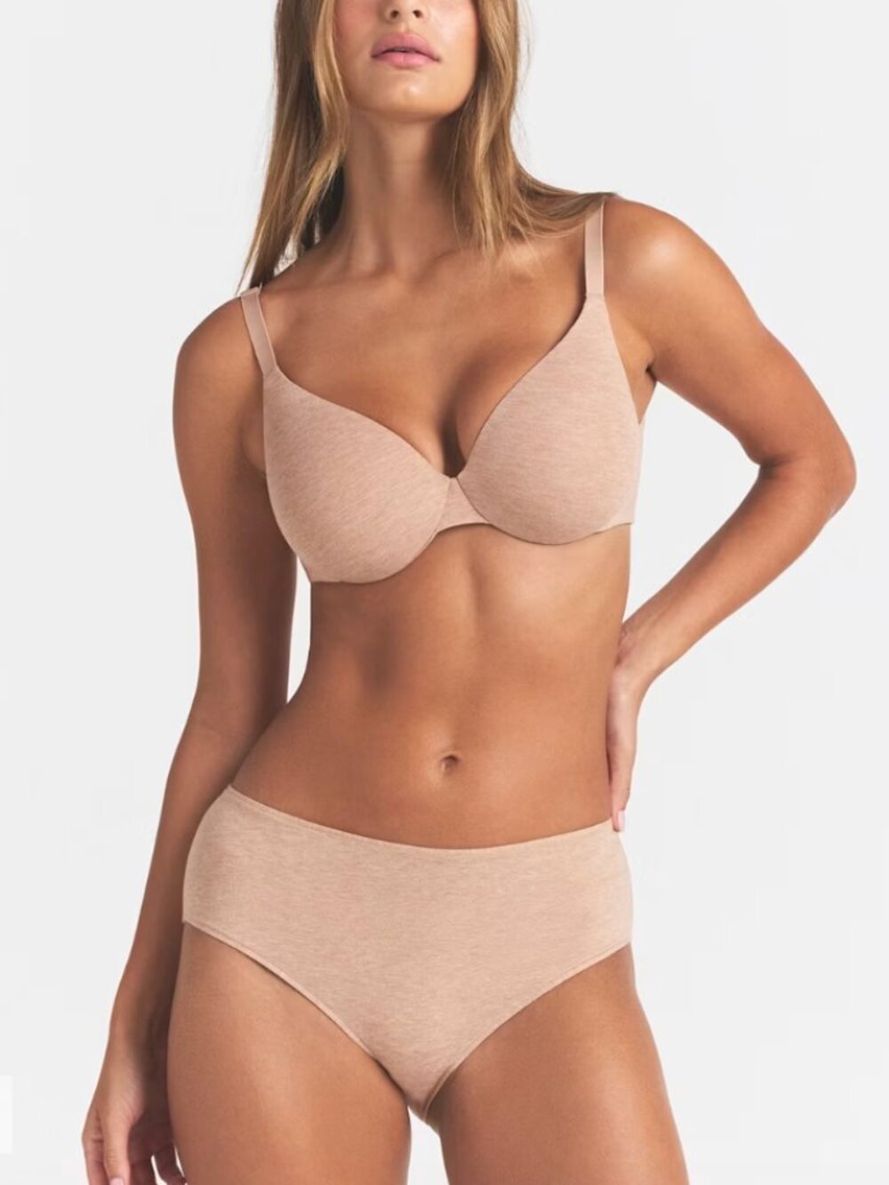 NEW SKIMS Everyday Cotton Lightly Lined Full Coverage Bra 36B Clay Heather NWT